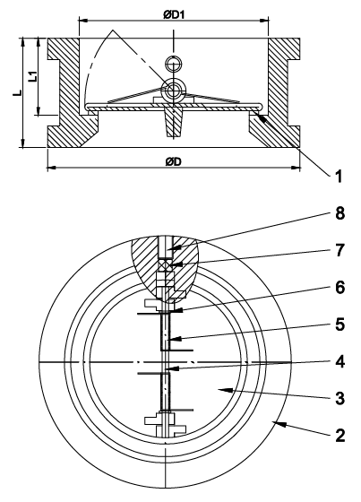 Клапан обратный двухстворчатый TAFLINE, серия TL77R-16D, ДУ65 — фото 1